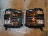 14-16 Chevy Silverado 1500 Headlights + Clear Reflectors (Black)