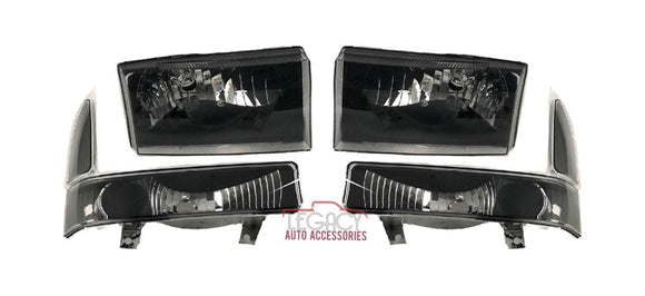 99-04 F-250/F-350 Headlights (Black Housing, Clear Lens)