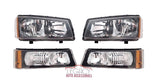 03-07 Silverado/Avalanche Black Headlights + Bumper Lamps (Amber Reflector)