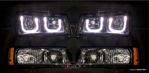 03-07 Silverado U-Halo Headlights (Black-Clear with Amber Reflectors)