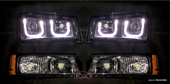 03-07 Silverado U-Halo Headlights (Black-Clear with Amber Reflectors)