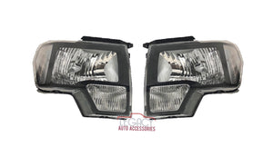 09-14 F-150 Black Headlights (Clear Reflectors)