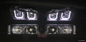03-07 Silverado U-Halo Headlights (Black-Clear with Clear Reflectors)