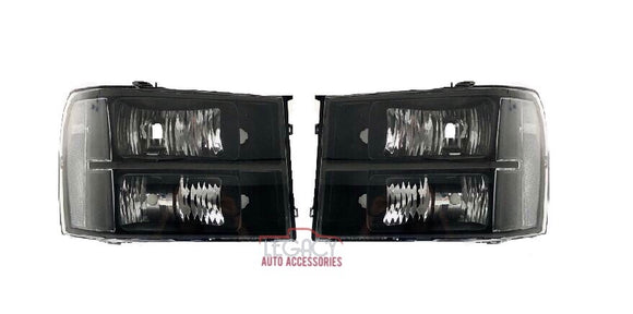 07-14 GMC Sierra Black Headlights (Clear Reflectors)