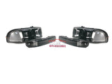 99-07 GMC Sierra/Yukon Black/Clear Headlights + Bumper Lamps