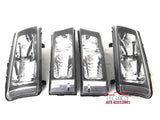 03-07 Silverado/Avalanche Black Headlights + Bumper Lamps (Clear Reflector)