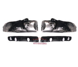 99-07 GMC Sierra/Yukon Black/Clear Headlights + Bumper Lamps