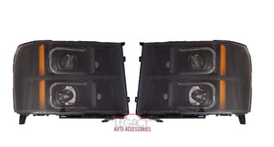 07-14 GMC Sierra C-Bar LED Projector Headlights (Black)