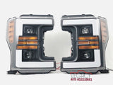 17-19 F250/F350 Retrofit Black Switchback Headlights [Also fits F450/F550]