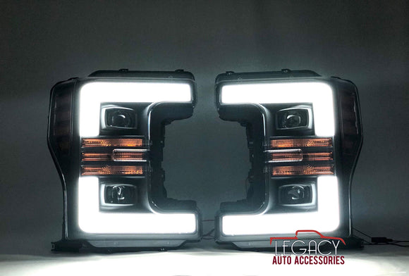 17-19 F250/F350 Retrofit Black Switchback Headlights [Also fits F450/F550]