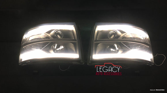 07-14 Silverado Wide LED DRL Head Lights (Choose a Color)