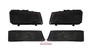 03-07 Silverado/Avalanche Headlights + Bumper Lamps Set (Smoked)