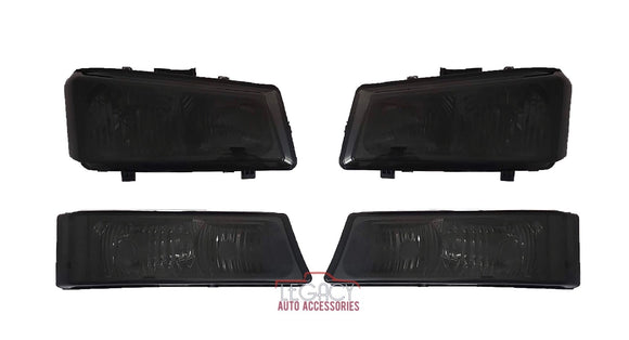 03-07 Silverado/Avalanche Headlights + Bumper Lamps Set (Smoked)