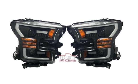 15-17 F150 Retrofit Black Switchback Headlights