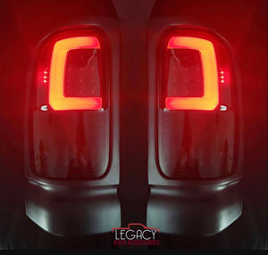 94-02 Dodge Ram 1500/2500/3500 C-Tube LED Tail Lights (Black-Smoke)