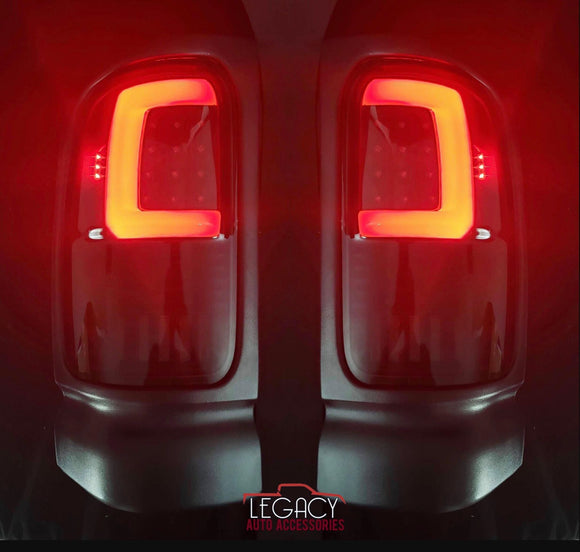 94-02 Dodge Ram 1500/2500/3500 C-Tube LED Tail Lights (Black-Smoke)