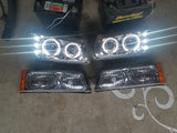 03-07 Silverado Projector O-Halo Headlights (Crystal-Clear with Amber Reflectors)