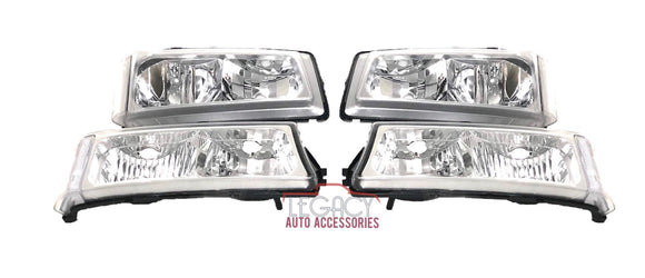 03-07 Silverado/Avalanche Headlights + Bumper Lamps 4 pc Set (Crystal/Chrome)