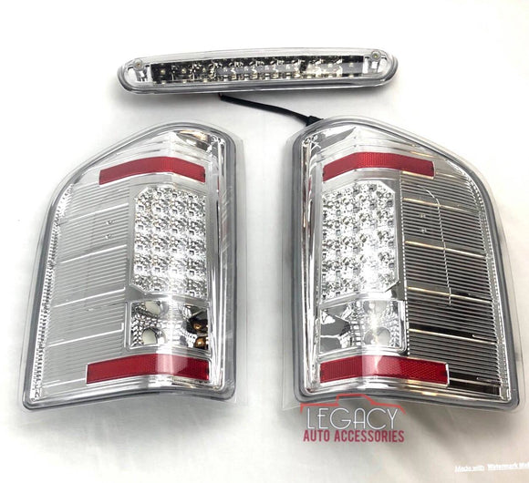 07-14 Silverado LED Tail Lights (Chrome-Clear) [Fits GMC Sierra DUALLY]