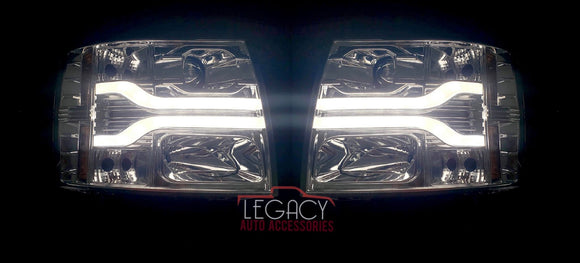 07-14 Silverado Narrow LED DRL Head Lights (Light Smoked with Amber Reflectors)