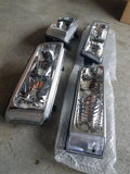 03-07 Silverado/Avalanche Headlights + Bumper Lamps 4 pc Set (Crystal/Chrome)