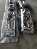 03-07 Silverado/Avalanche Headlights + Bumper Lamps 4 pc Set (Crystal/Chrome)