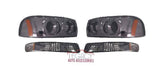 99-07 Sierra/Yukon Smoke/Amber Reflectors Halo Projector Headlights + Bumper Lamps