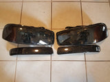 99-07 Sierra/Yukon Black Smoked Headlights + Bumper Lamps 4 pc Set